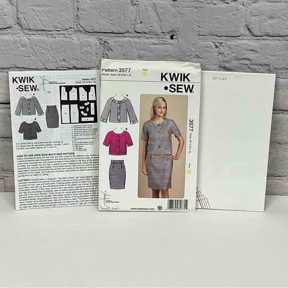 Kwik Sew 3577 Sewing Pattern Suit Jacket Skirt Women Sizes XS-XL Business Uncut - Picture 2 of 3